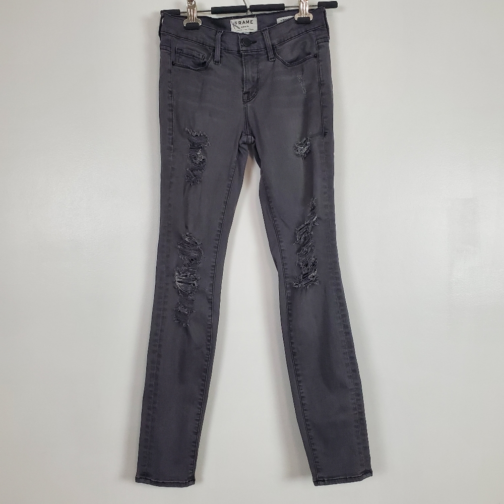 Frame denim distressed skinny jeans 26 - Picture 1 of 8